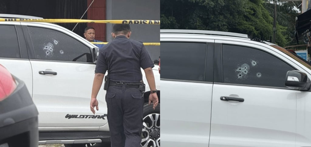 Police officers at the scene of the shooting in Klang on June 20. Photos: Facebook/Meru Klang Resident Official