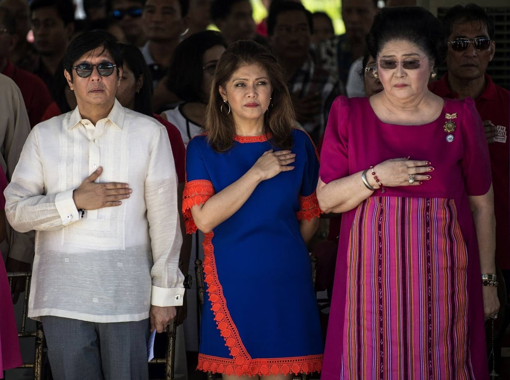 (From left) Philippine President Marcos, his sister Imee, who is a senator, and their mother, former first lady Imelda Marcos in 2017. Photo: AFP