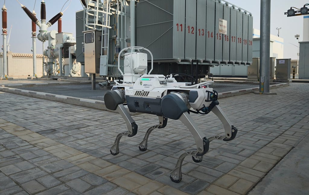 A robotic dog from Deep Robotics goes through its paces in Ningxia. Photo: Handout