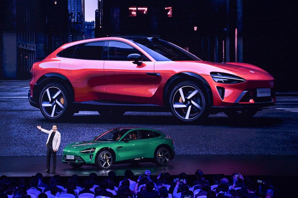 Xiaomi co-founder and CEO Lei Jun speaks at the launch of the YU7 SUV car in Beijing on May 22. Photo: AFP