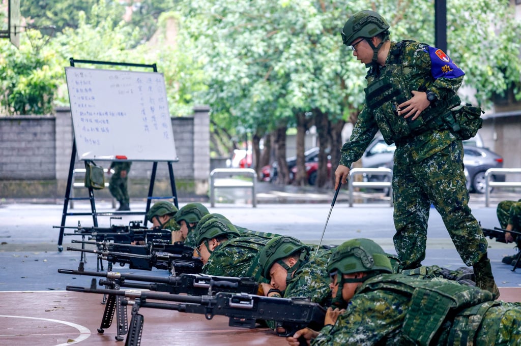 Reservists receive training during the Han Kuang military exercises in Taoyuan, Taiwan, on Wednesday. This year’s drills will feature full-scale urban combat. Photo: Reuters