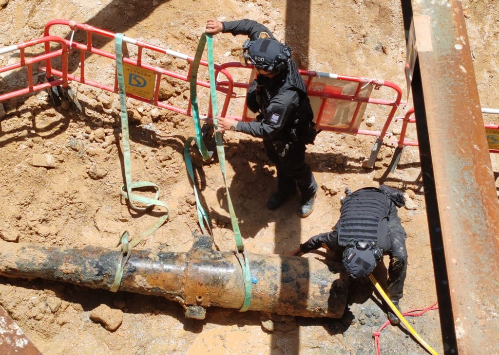 A cannon barrel has been found at a construction site on Mody Road. Photo: Handout