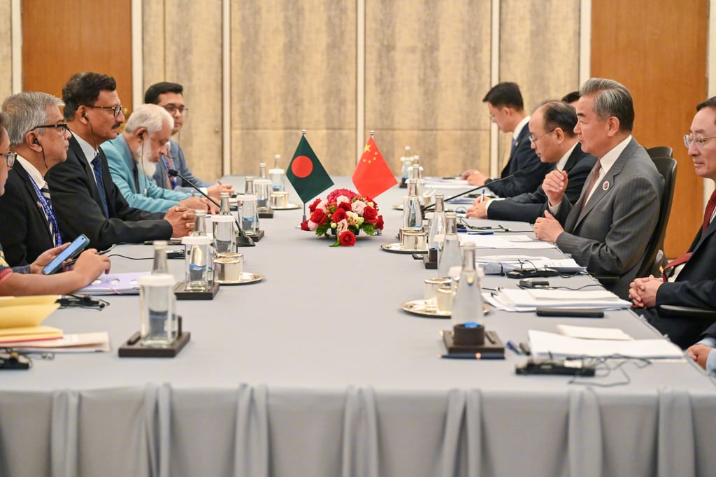 Chinese Foreign Minister Wang Yi slammed US trade practices during a meeting on Thursday with a delegation from Bangladesh. Photo: Handout