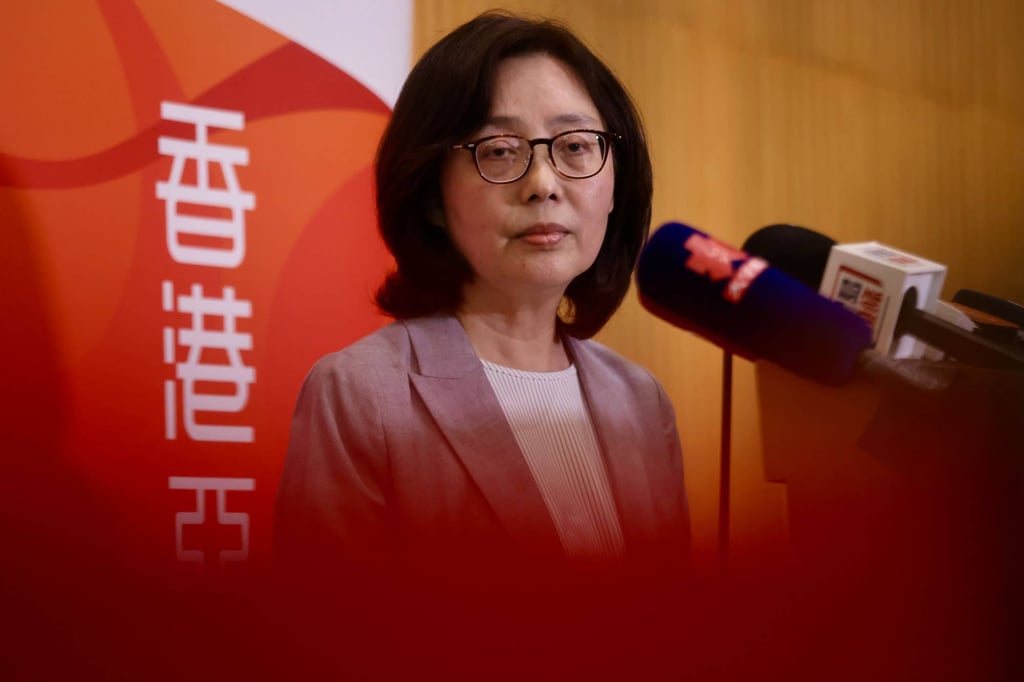 Secretary for Development Bernadette Linn speaks to media on Friday. Photo: Jonathan Wong