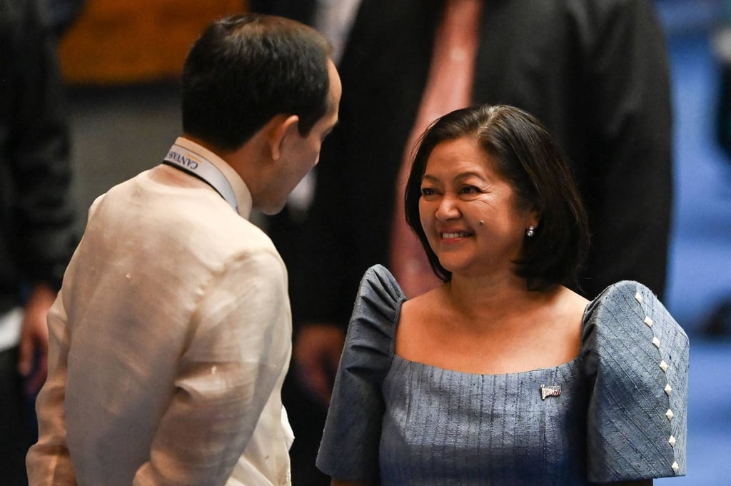 Liza Araneta-Marcos (right), wife of Philippine President Ferdinand Marcos Jnr, during his proclamation at the House of Representatives in Quezon City on May 25, 2022. Photo: AFP
