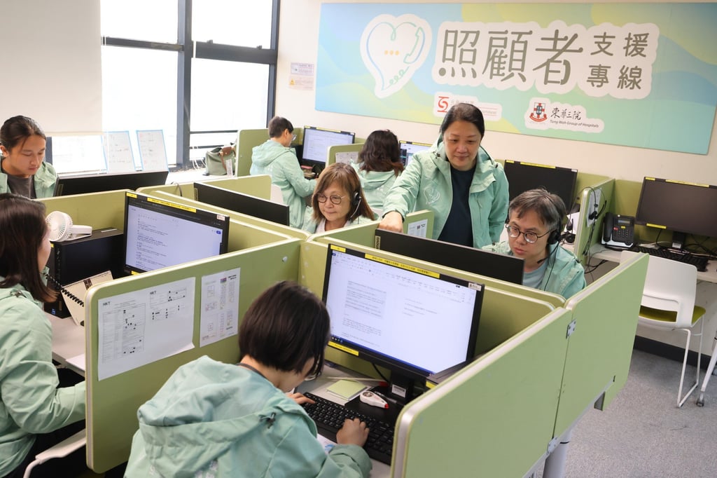 Venus Ho (centre) says the hotline can arrange in-home respite services. Photo: Nora Tam