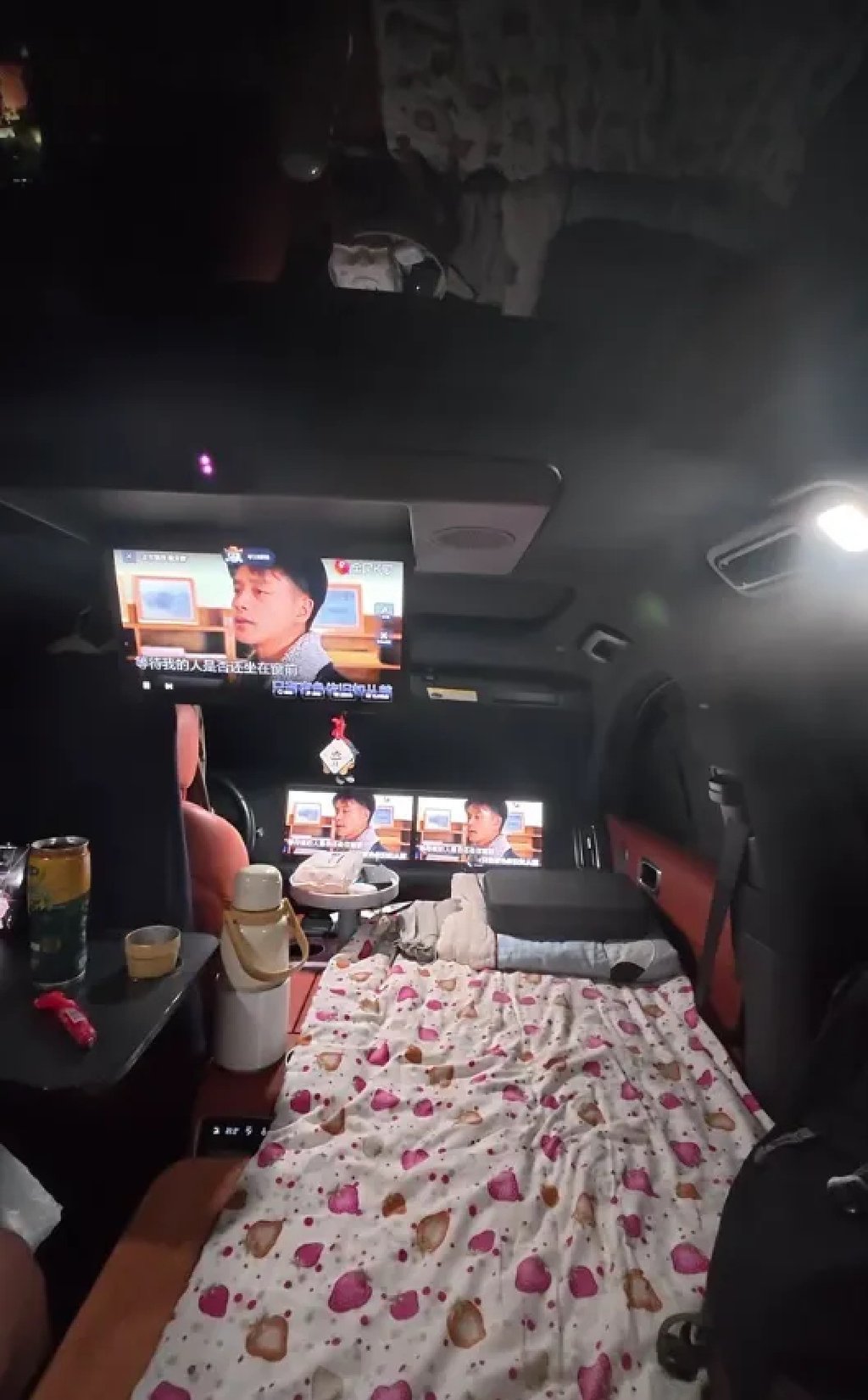 Yin has transformed his car into a comfortable home, complete with a bed, karaoke entertainment and even a cooking set-up inside the vehicle. Photo: Xiaoxiang Morning News