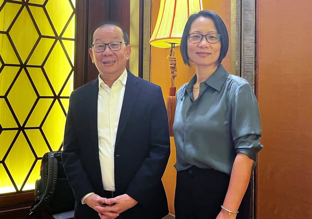ASMPT CEO Robin Ng, left, and chief financial officer Katie Xu at an event on Wednesday. Photo: Hannah Wang