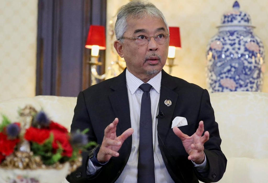 Malaysia’s then king, Sultan Abdullah, speaks to the media during an interview at the National Palace in Kuala Lumpur last year. Photo: Reuters