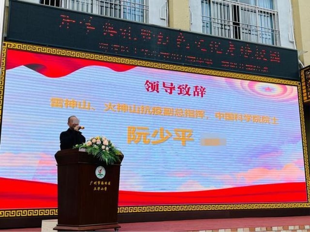 Ruan Shaoping gave speeches to school pupils about patriotism and traditional Chinese culture. Photo: Handout