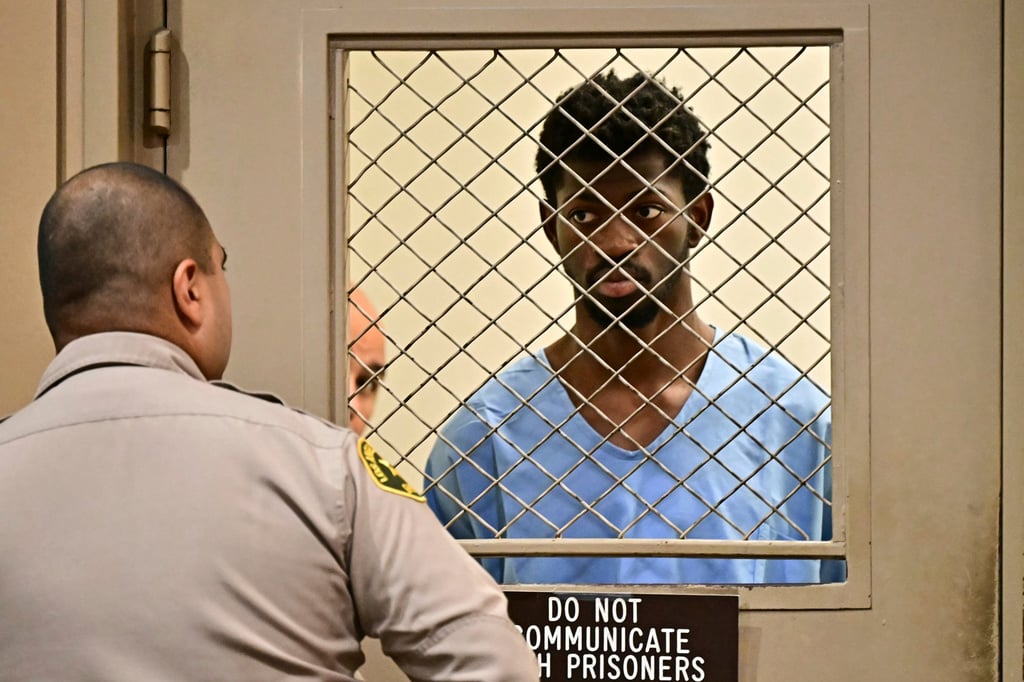Lil Nas X, whose legal name is Montero Lamar Hill, in court in Los Angeles on Monday. Photo: Pool Photo via AP