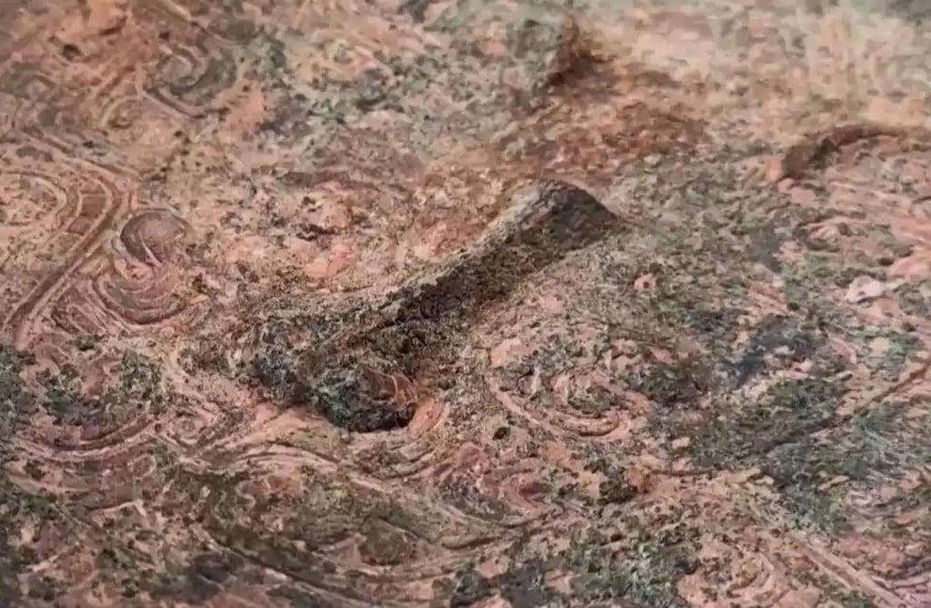 An aerial view of the ancient burial site which the tomb raider targeted. Photo: CCTV
