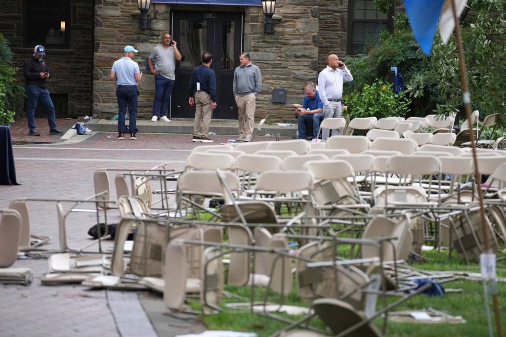 A mess of toppled chairs at the Villanova University campus where an active shooter was reported Thursday. Photo: AP