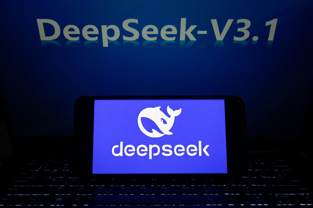 In this photo illustration, the logo of DeepSeek is displayed on a smartphone screen with DeepSeek-V3.1 in the background. Photo: VCG via Getty Images