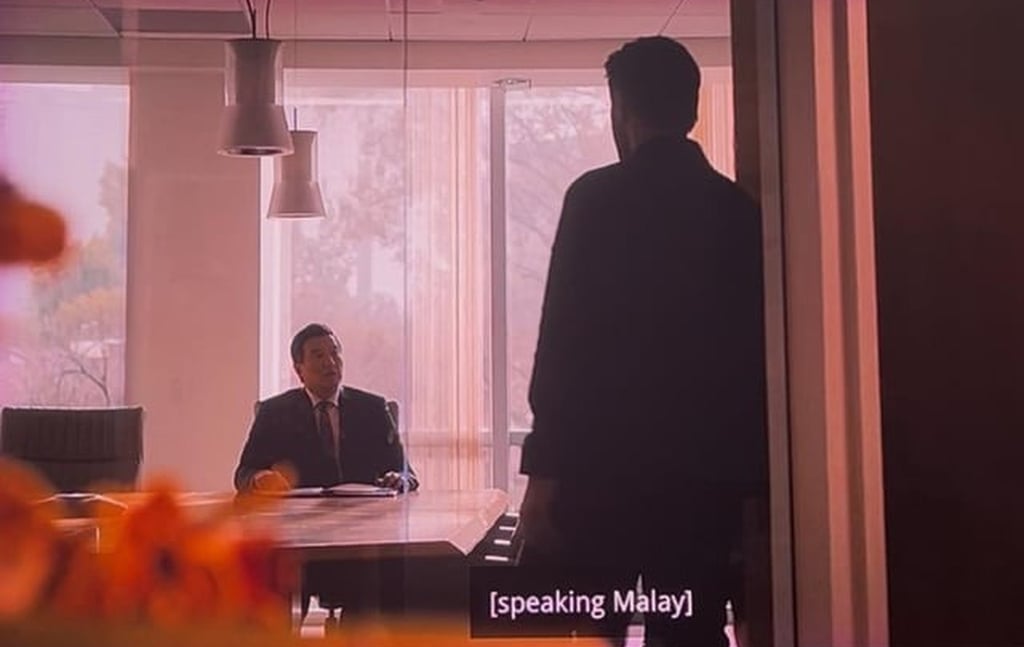 “Singaporean” businessman Kieran Teo is depicted as speaking Malay during interrogation in his office in the US crime drama “Countdown”. Photo: Prime Video