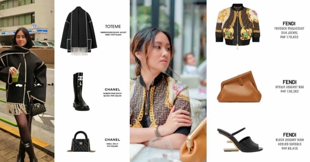 Claudine Co posts her lavish lifestyle on social media, complete with price tags of her outfit of the day. Photo: Instagram/Claudine Co
