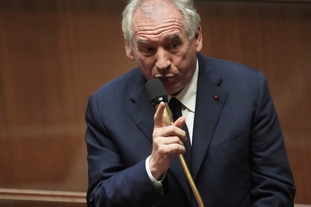 Francois Bayrou addresses the National Assembly before the parliamentary confidence vote that led to his ousting as French prime minister on Monday. Photo: AP