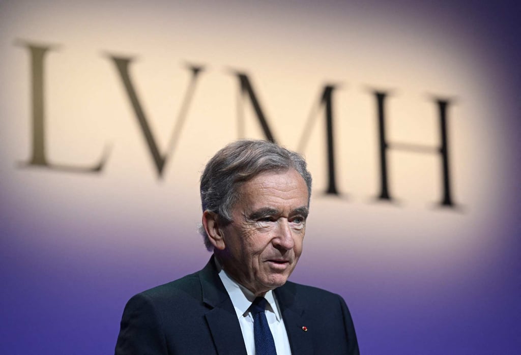 LMVH head Bernard Arnault announces the group’s 2022 results in Paris in January 2023. Photo: AFP