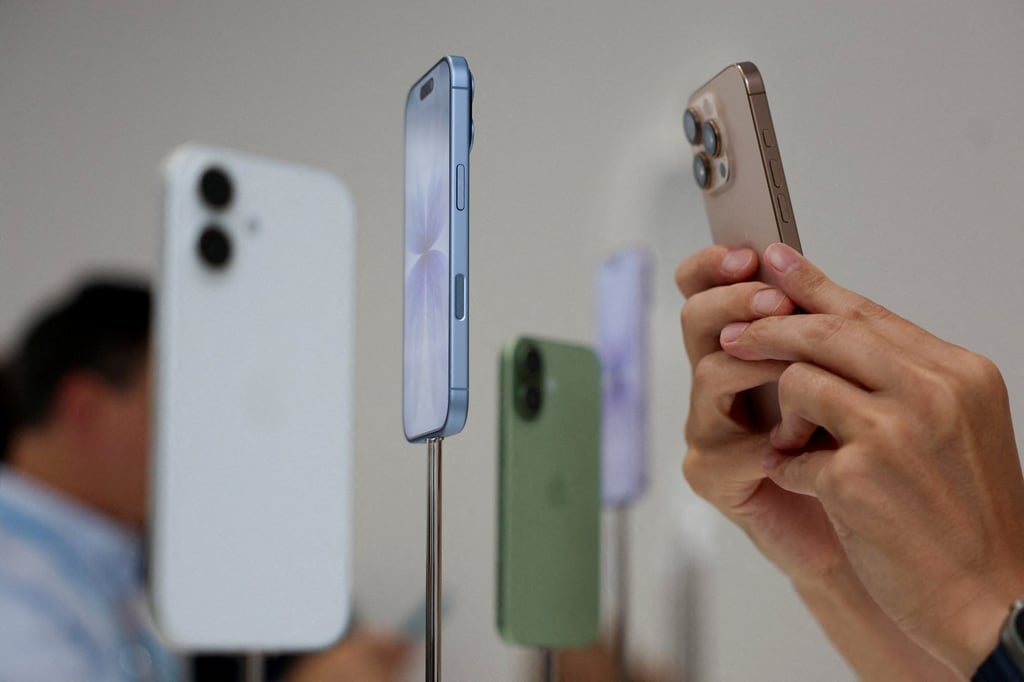 iPhones on display during Apple’s launch event in Cupertino, California, on Tuesday. Photo: Reuters