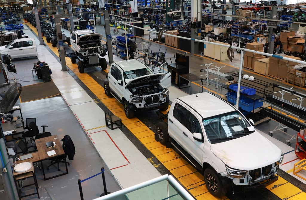An assembly line is seen during a media tour in June at Chinese carmaker JAC Motors’ plant in Ciudad Sahagun, Mexico. Photo: Reuters