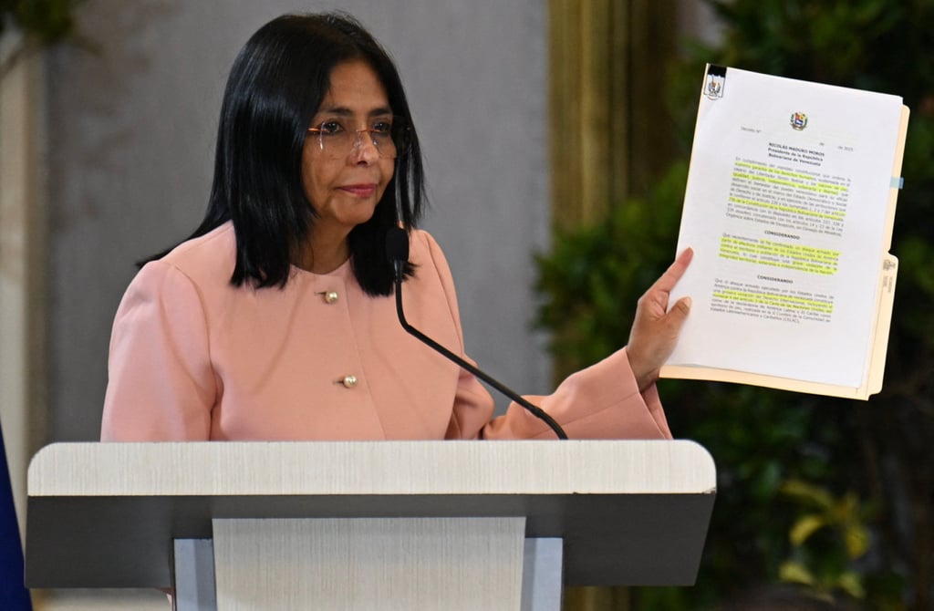 Venezuela’s Vice-President Delcy Rodriguez in Caracas on Monday. Photo: AFP