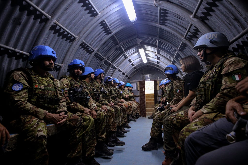 UN Italian peacekeeping soldiers in their base bunker in southern Lebanon in 2024. File photo: dpa