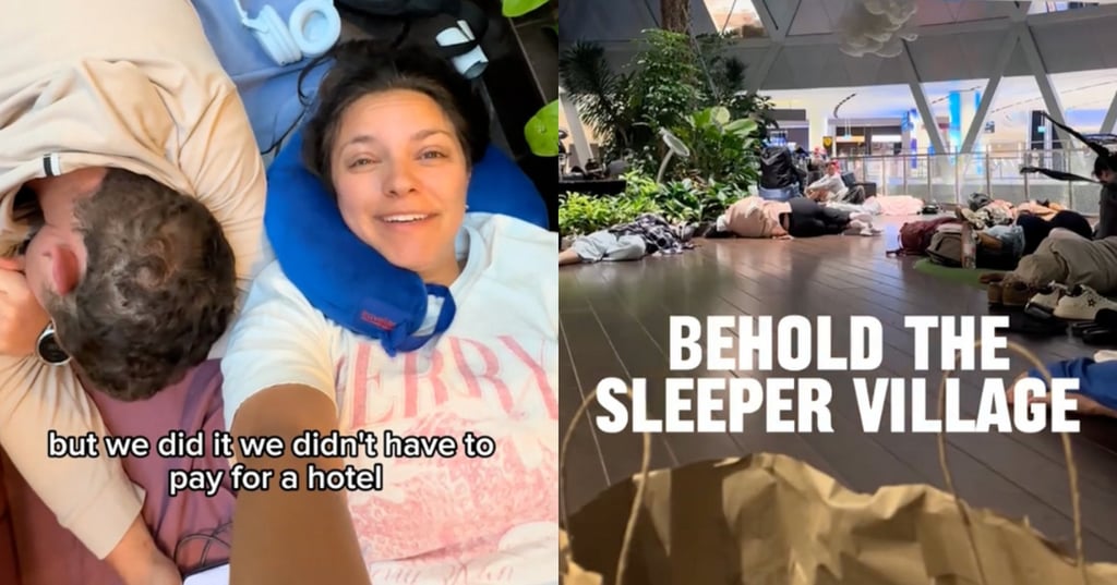 On October 5, a woman from the United States, above, shared that she and her husband slept at Changi Airport before their morning flight. Photo: TikTok/sheridan.tate8