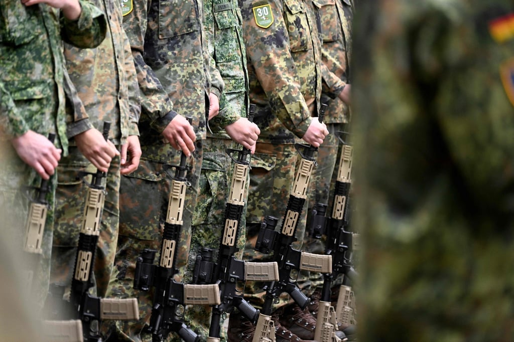 Soldiers of the German-Netherlands Corps, a multinational formation consisting of units from both countries, in Muenster, western Germany last month. Photo: AFP