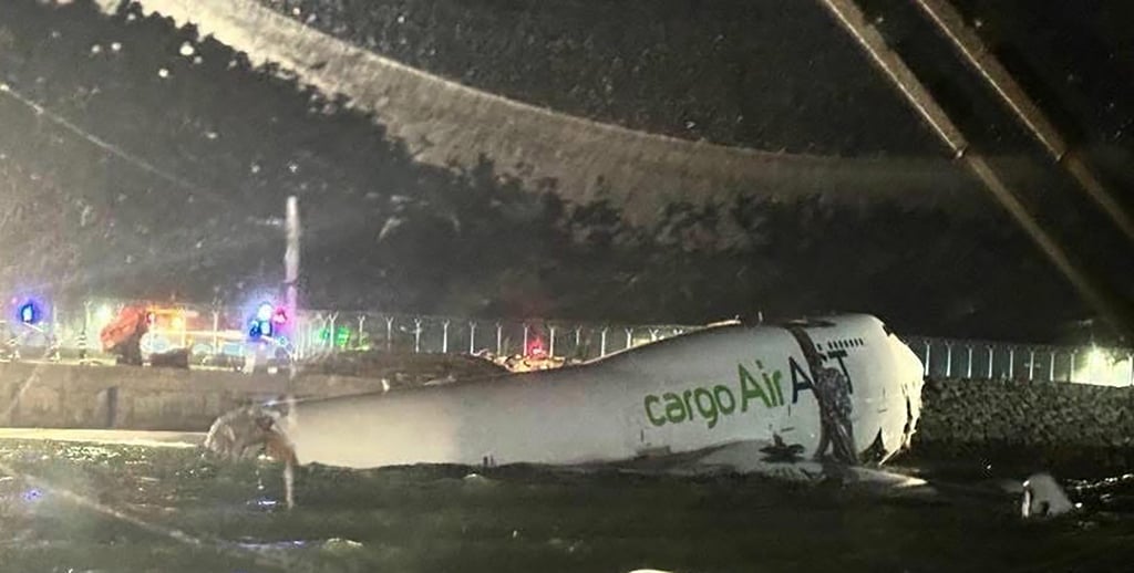 Emirates flight EK9788 from Dubai veered off the runway while landing at around 3.50am and apparently struck a ground service vehicle in the process. Photo: Handout