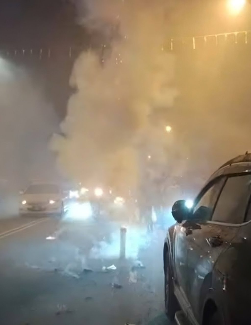 A photo circulated on social media shows a firework suspected of injuring bystanders in Kulim on Monday. Photo: Facebook