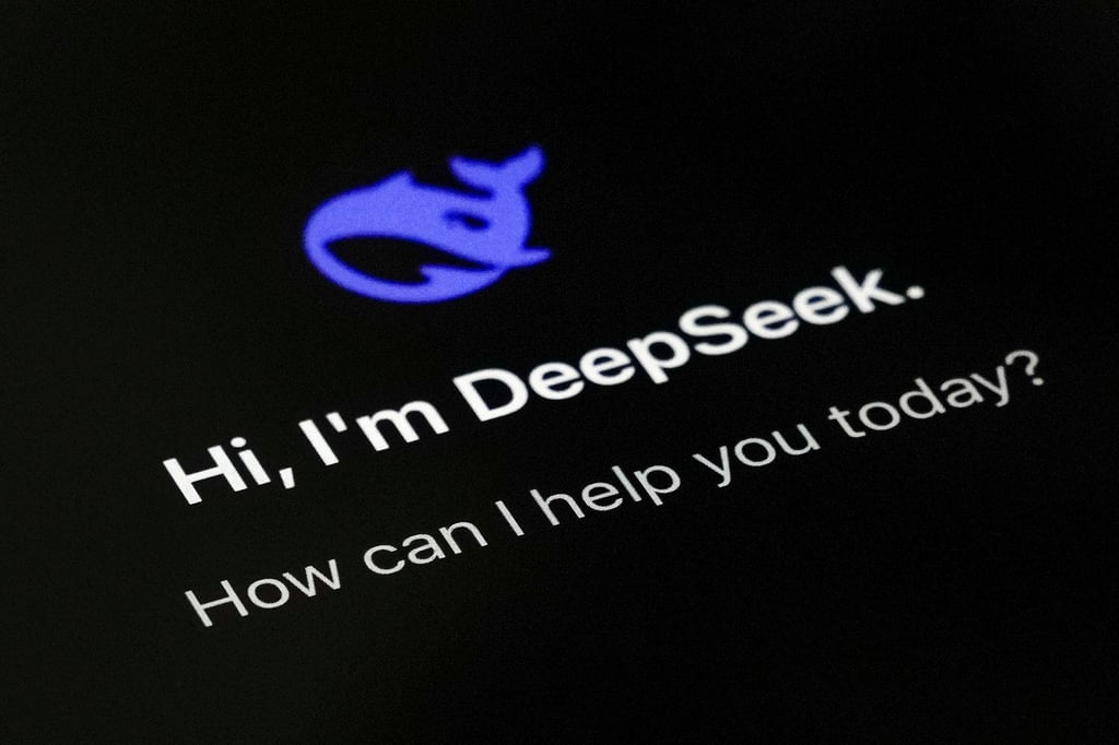 The DeepSeek app’s welcome page is seen on a smartphone screen in Beijing, January 28, 2025. Photo: AP
