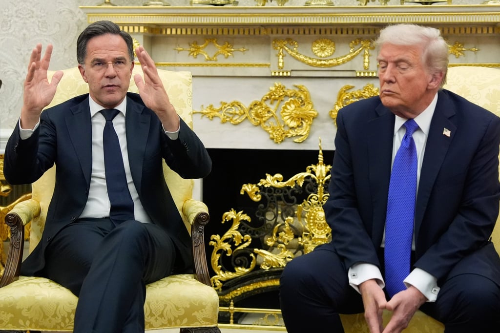 US President Donald Trump (right) meets with Nato Secretary General Mark Rutte in the Oval Office on Wednesday. Photo: AP