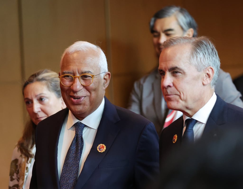 European Council President Antonio Costa (left) and Canada’s Prime Minister Mark Carney walk together as they leave a plenary session of Asean in Kuala Lumpur on Sunday. Photo: EPA