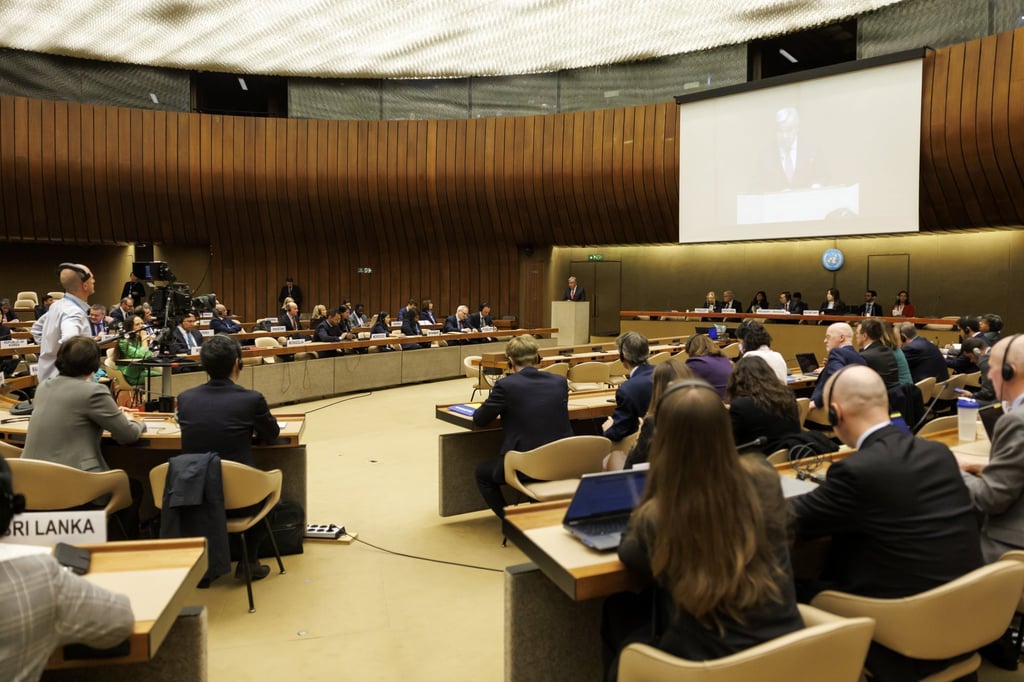 The 55th session of the Human Rights Council in Geneva, Switzerland, in February 2024. Pyongyang had condemned the council’s adoption of a resolution denouncing its abuses as “nothing but a politically motivated fraud document”. Photo: EPA-EFE