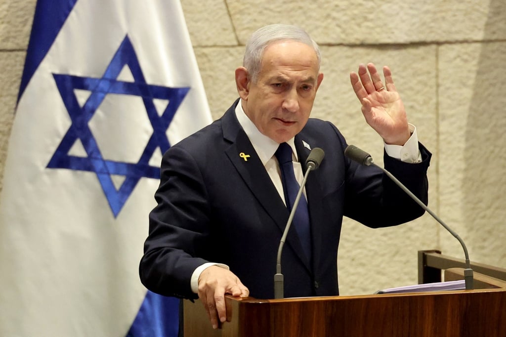 Israel’s Prime Minister Benjamin Netanyahu speaks during a plenary session at the Knesset, the Israeli parliament in Jerusalem last week. Photo: EPA