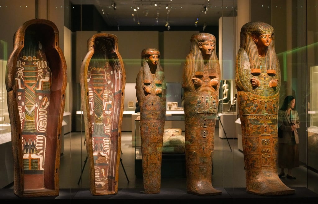 Anthropoid coffins are among the artefacts being displayed. Photo: Sam Tsang