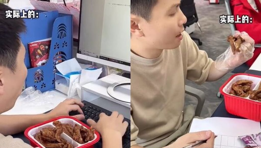 A food taster gets down to work and combines eating with compiling a detailed report of his findings. Photo: RedNote