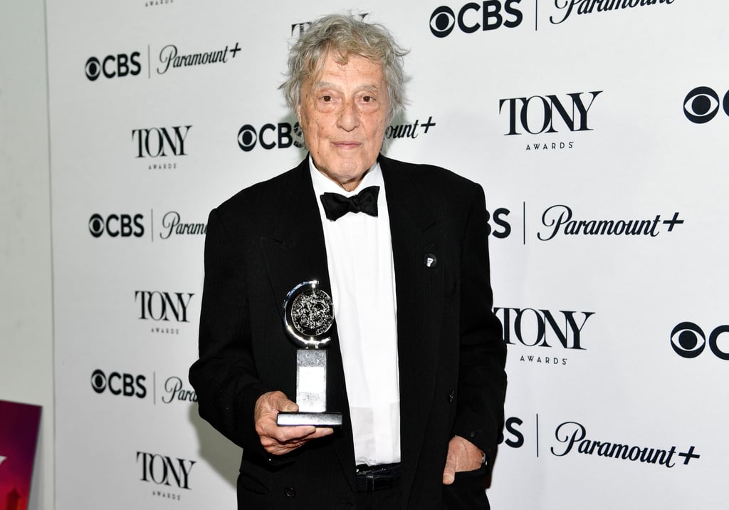 Tom Stoppard poses with the award for best play for “Leopoldstadt” at the 76th annual Tony Awards in New York in June 2023. Photo: AP