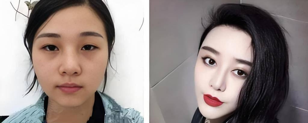 Cosmetic transformation: He before and after almost 40 rounds of surgery. Photo: Baidu