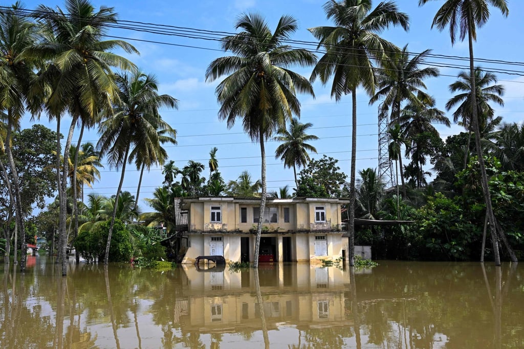 A home is seen inundated by floodwaters on the outskirts of Colombo, Sri Lanka, on Monday. Photo: AFP