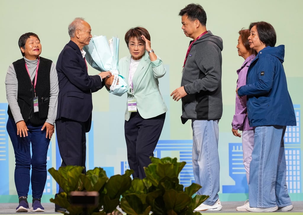 Christine Fong (third left) is the election’s “Queen of Votes”. Photo: Sam Tsang
