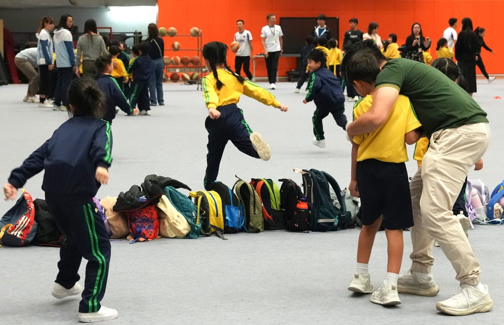 Tai Po Baptist Public School pupils take physical education lessons at EdU. Photo: Jelly Tse