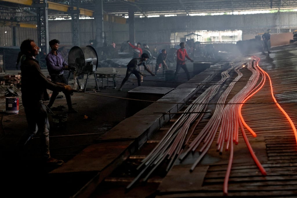 Employees work at a steel processing plant in Mandi Gobindgarh, India’s Punjab state, in August. Photo: Reuters