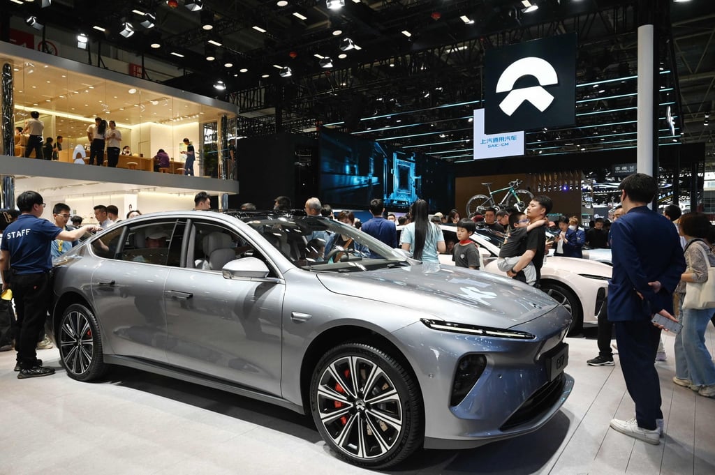 The Nio ET7 on display at the Beijing Auto Show, May 3, 2024. Photo: AFP