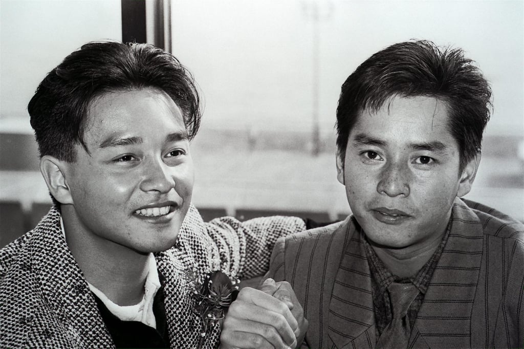 Leslie Cheung (left) and Tam, then the hottest male pop singers in Hong Kong, are pictured together in 1986. Photo: SCMP