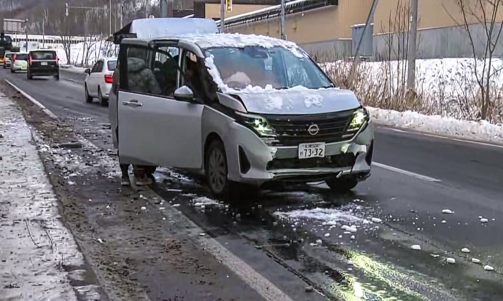 The accident occurred in icy conditions in Kyowa, Hokkaido. Photo: HTB Hokkaido News
