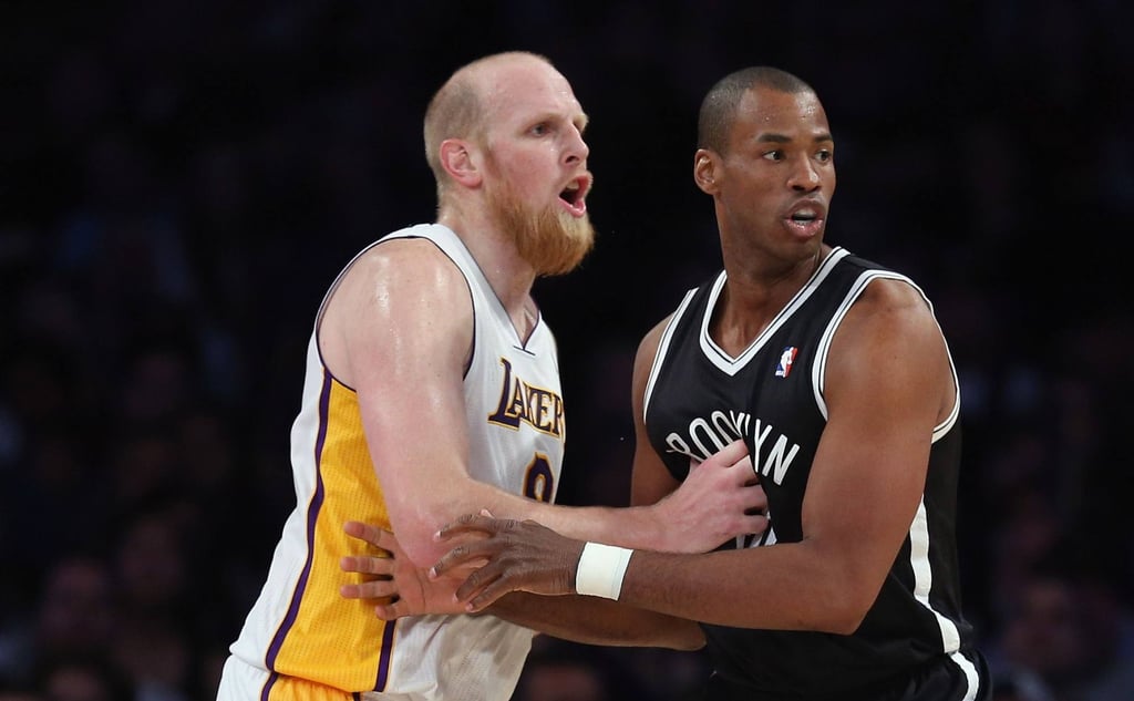 Jason Collins (right), then a player with the Brooklyn Nets, at a match against the Los Angeles Lakers in Los Angeles in 2014. Collins has been diagnosed with stage 4 glioblastoma, a deadly form of brain cancer. Photo: AFP