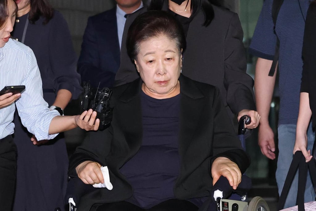 Han Hak-ja, head of the Unification Church, leaves Seoul Central District Court in September. Photo: The Korea Times