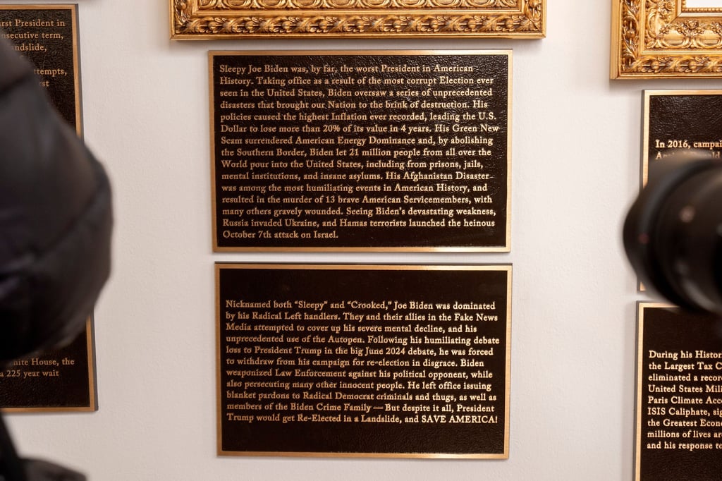 Plaques dedicated to former US president Joe Biden. Photo: AP
