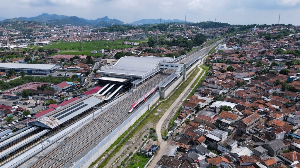 A train at Padalarang station of the China-funded Jakarta-Bandung High-Speed Railway (HSR) in Padalarang, Indonesia. Photo: Xinhua